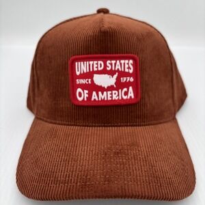 Local Crowns Hat Corduroy Rust USA 1776 Adjustable Patriotic Mens Baseball Cap